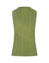 Diane Von Furstenberg Artemsia Cutout Ribbed-knit Top In Green