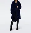 Diane Von Furstenberg Printed Faux Fur Coat In Blue