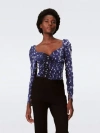Diane Von Furstenberg Ash Top In Fawn Perfect Navy