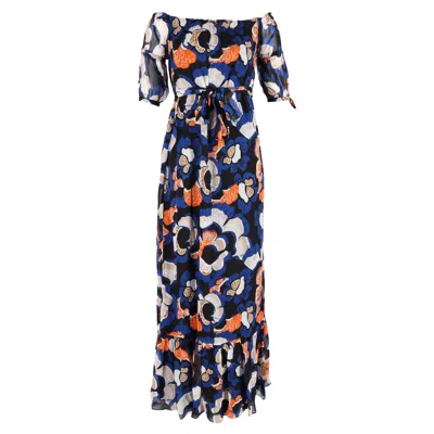 Diane Von Furstenberg Ashley Off Shoulder Belted Dress In Multicolor Viscose