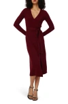Diane Von Furstenberg Astrid Long Sleeve Wool & Cashmere Wrap Sweater Dress In Mulberry Mist