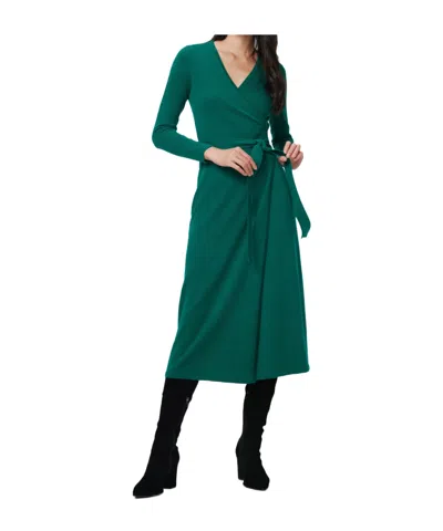 Diane Von Furstenberg Astrid Wool And Cashmere-blend Midi Wrap Dress In Emerald