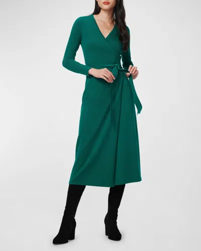 Diane Von Furstenberg Astrid Wool And Cashmere-blend Midi Wrap Dress In Emerald