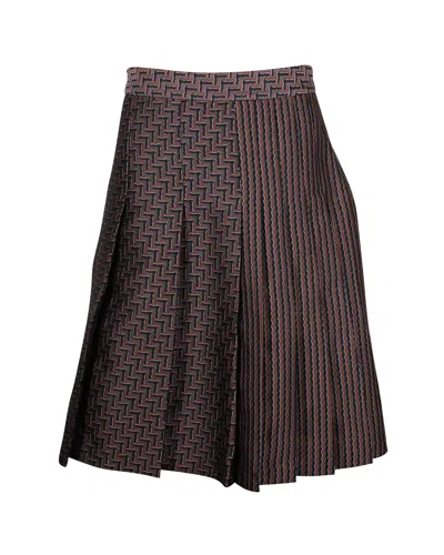 Diane Von Furstenberg Asymmetric Pleated Skirt In Brown Polyester