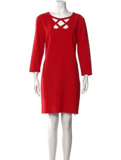 Pre-owned Diane Von Furstenberg Asymmetrical Knee-length Dress In Red