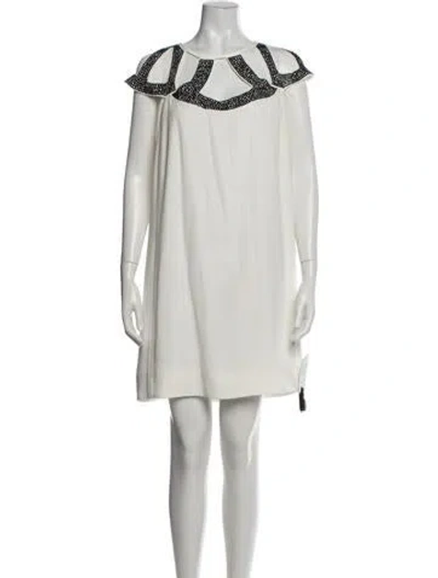 Pre-owned Diane Von Furstenberg Asymmetrical Mini Dress W/ Tags In White