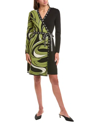 Diane Von Furstenberg Aubrey Wool-blend Wrap Dress In Green