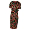 Diane Von Furstenberg Autumn Pleated Midi Dress In Floral Print Polyester In Multi