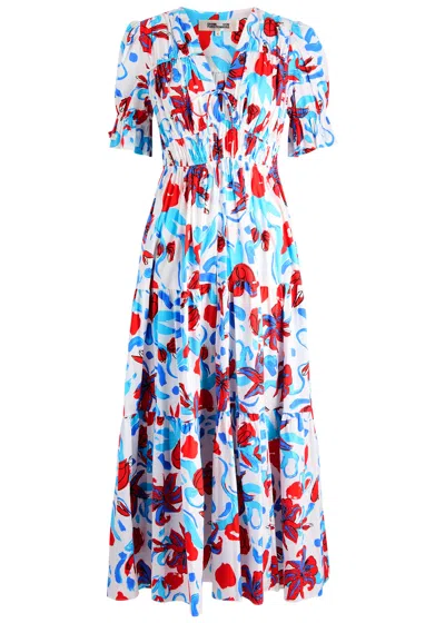 Diane Von Furstenberg Avery Floral-print Cotton-blend Maxi Dress In Multicoloured