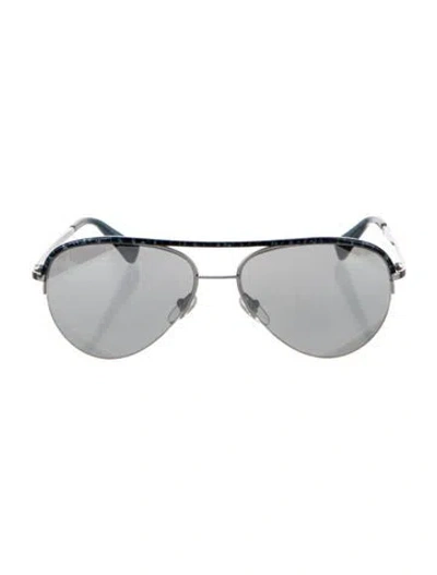 Pre-owned Diane Von Furstenberg Aviator Mirrored Sunglasses In Blue