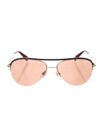 Pre-owned Diane Von Furstenberg Aviator Mirrored Sunglasses In Burgundy