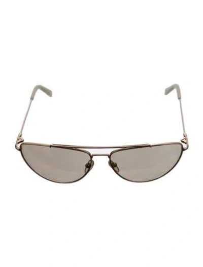 Pre-owned Diane Von Furstenberg Aviator Tinted Sunglasses In Gold