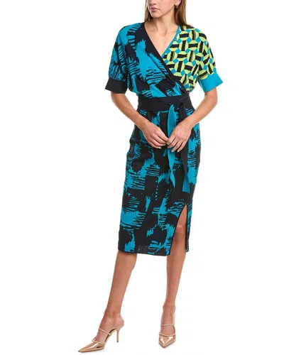 Diane Von Furstenberg Aya Knit Jacquard Wrap Dress In Blue
