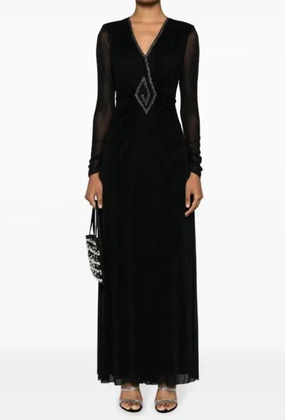 Diane Von Furstenberg Aylin Decorative-stitching Maxi Dress In Black
