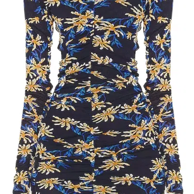 Diane Von Furstenberg Azula Reversible Dress Paris Floral Sm Navy/tiny Bean In Multi