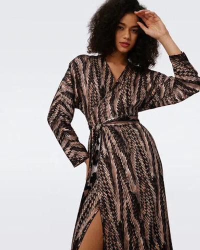 Diane Von Furstenberg Babette Reversible Wrap Dress In Feather Boa And Jungle Cat