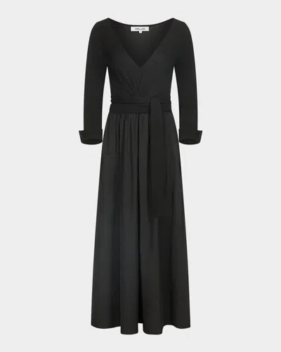 Diane Von Furstenberg Ballerina A-line Wrap Midi Dress In Black