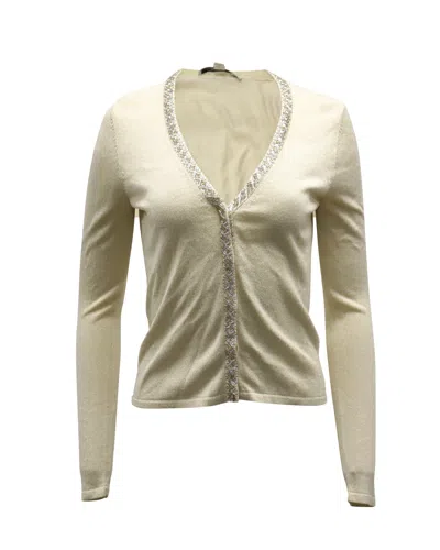 Diane Von Furstenberg Ballerina Embellished Knit Cardigan In Gold Rayon