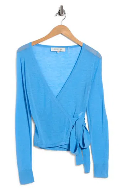 Diane Von Furstenberg Ballerina Wool Wrap Sweater In Avalon Blue
