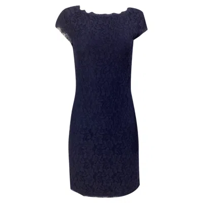 Diane Von Furstenberg Barbara Lace Sheath Dress In Navy Blue Rayon