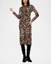 Diane Von Furstenberg Barlow Pleated Animal-print Midi Dress In Jungle Cat