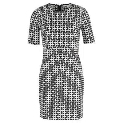 Diane Von Furstenberg Basket Weave Mini Fitted Dress In Multicolor Polyester