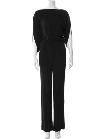 Pre-owned Diane Von Furstenberg Bateau Neckline Jumpsuit In Black