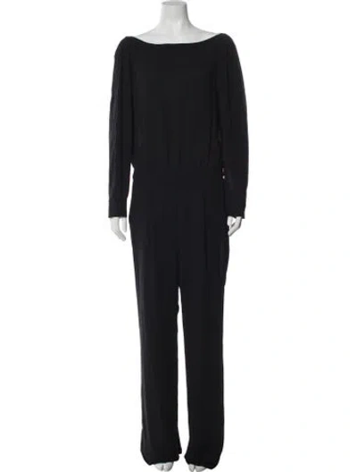 Pre-owned Diane Von Furstenberg Bateau Neckline Jumpsuit In Black