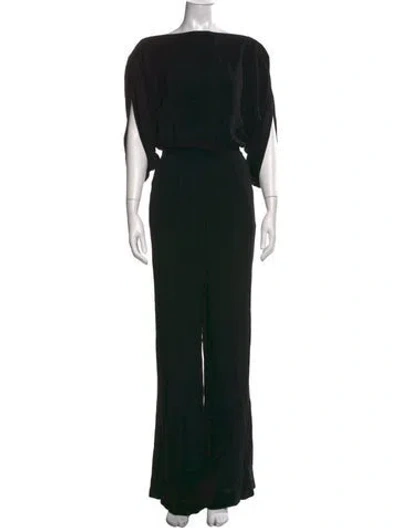 Pre-owned Diane Von Furstenberg Bateau Neckline Jumpsuit In Black