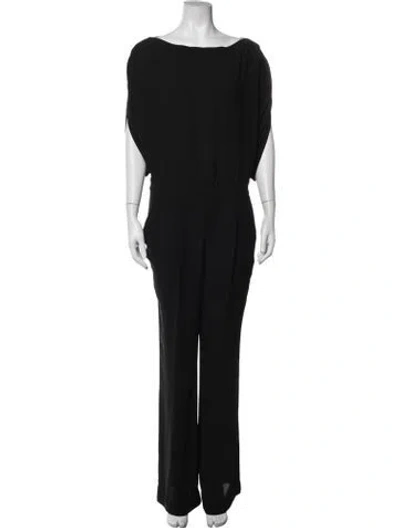 Pre-owned Diane Von Furstenberg Bateau Neckline Jumpsuit In Black