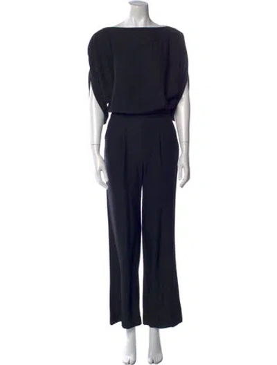 Pre-owned Diane Von Furstenberg Bateau Neckline Jumpsuit In Blue