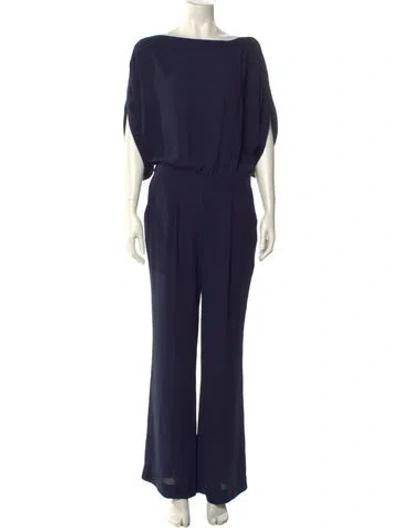 Pre-owned Diane Von Furstenberg Bateau Neckline Jumpsuit In Blue