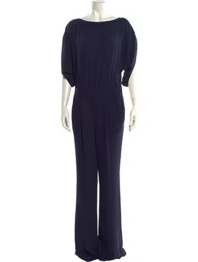 Pre-owned Diane Von Furstenberg Bateau Neckline Jumpsuit In Blue