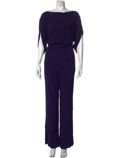 Pre-owned Diane Von Furstenberg Bateau Neckline Jumpsuit In Blue