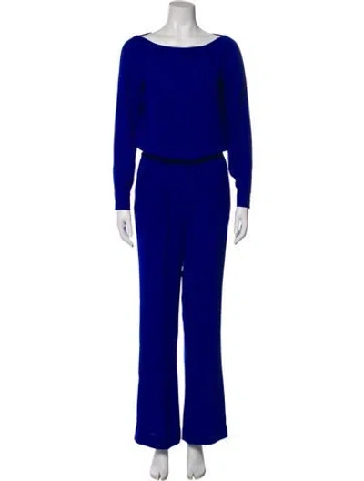 Pre-owned Diane Von Furstenberg Bateau Neckline Jumpsuit In Blue