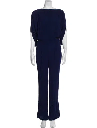 Pre-owned Diane Von Furstenberg Bateau Neckline Jumpsuit In Blue