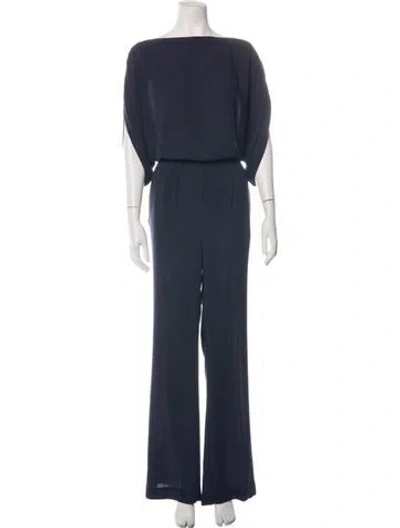 Pre-owned Diane Von Furstenberg Bateau Neckline Jumpsuit W/ Tags In Blue
