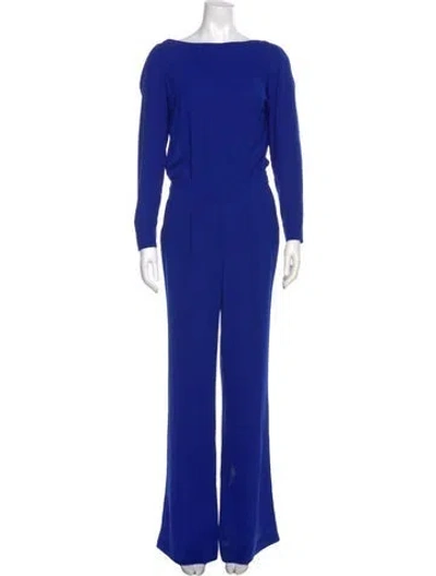 Pre-owned Diane Von Furstenberg Bateau Neckline Jumpsuit W/ Tags In Blue