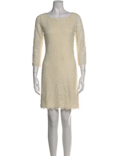 Pre-owned Diane Von Furstenberg Bateau Neckline Mini Dress In White