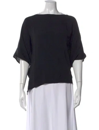 Pre-owned Diane Von Furstenberg Bateau Neckline Short Sleeve Blouse In Black