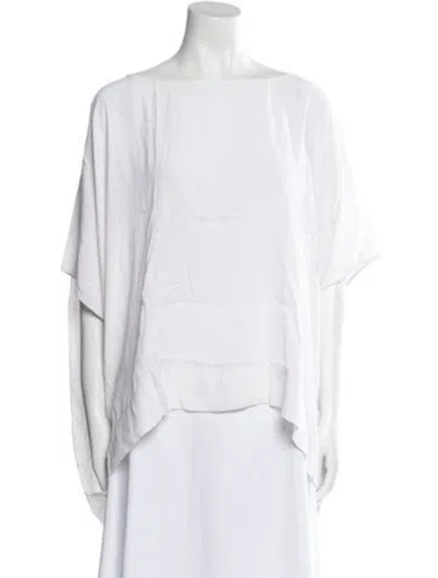 Pre-owned Diane Von Furstenberg Bateau Neckline Short Sleeve Blouse In White