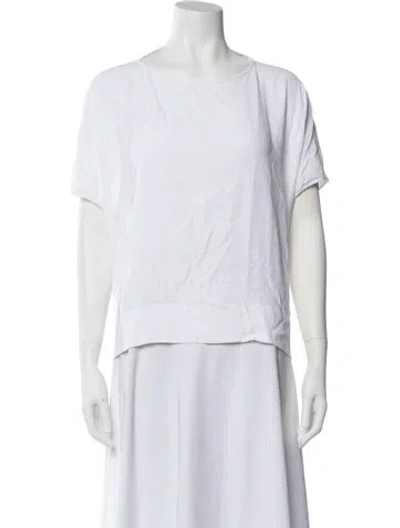 Pre-owned Diane Von Furstenberg Bateau Neckline Short Sleeve T-shirt In White