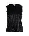 Diane Von Furstenberg Beaded Sleeveless Top In Black Cotton In Black