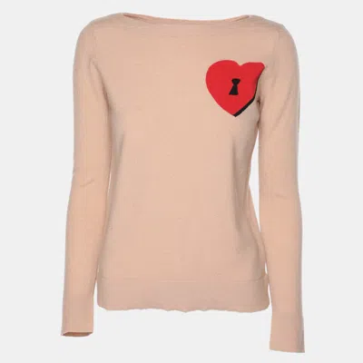 Pre-owned Diane Von Furstenberg Beige Knit Wool Phima Locket Sweater M