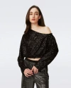 Diane Von Furstenberg Belle Sequined Asymmetric Top In Black