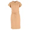 Diane Von Furstenberg Belted Midi Dress In Brown Polyamide In Gold