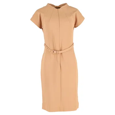 Diane Von Furstenberg Belted Midi Dress In Brown Polyamide In Gold