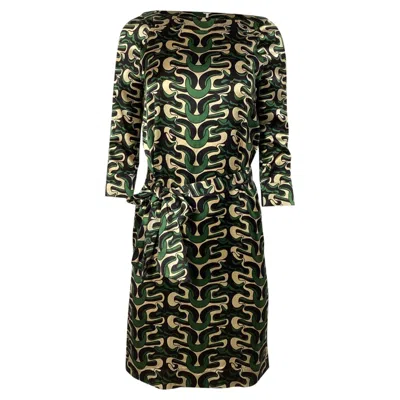 Diane Von Furstenberg Belted Mini Dress In Green Silk