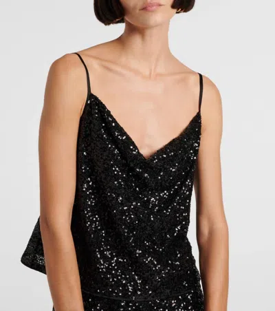 Diane Von Furstenberg Berlin Sequin Top In Black