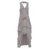 Diane Von Furstenberg Bess Asymmetric Tiered Maxi Dress In White Viscose In Gray